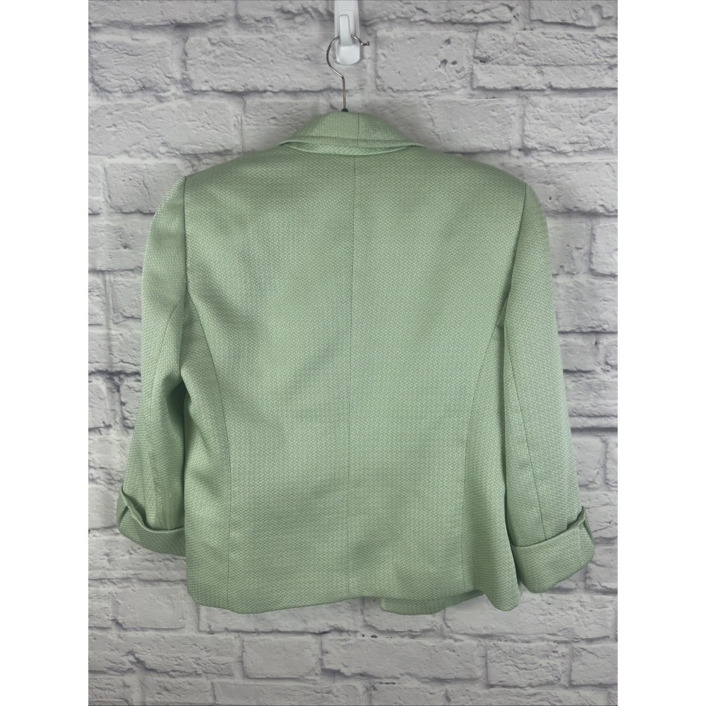Tahari ASL Women's Preppy Old Money  Textured Lined Green Blazer Size 10 - Picture 9 of 11